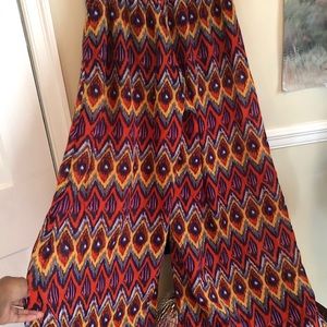 Multicolored High Waist Bohemian Pants Size: M